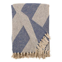 DECKE Diagonal 130x180 cm, 100% Baumwolle, Royal-Natur - Blau/Naturfarben, Textil (130/180cm) - Au Maison
