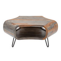 COUCHTISCH ORGANIC LIVING Sheesham rechteckig Grau|Natur|Braun 80cm - Schwarz/Braun, Holz/Metall (70/80/38cm) - riess-ambiente