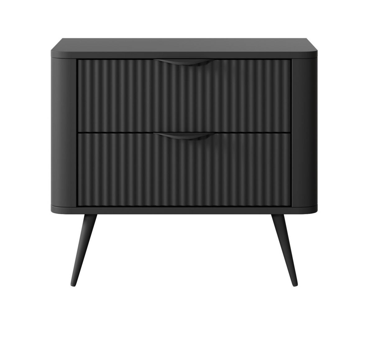 NACHTSCHRANK 63 cm mit Schubladen, 63 cm, Beinen, Schwarz - Schwarz, Holz/Metall (63/55/38cm) - Emporius