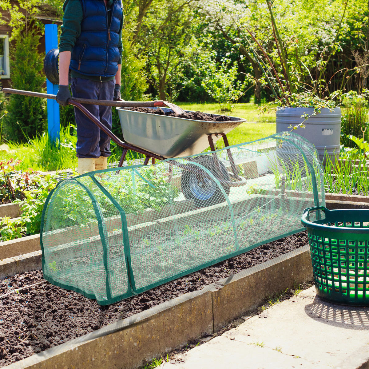 FRÜHBEET - Dunkelgrün, Kunststoff/Metall (128/50/60cm) - Relaxdays