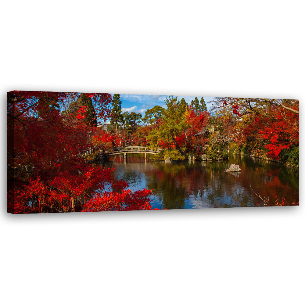 WANDBILD japanischer garten natur - Rot, Textil (90/30cm) - Feeby