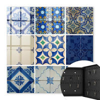 SCHLÜSSELBOX Schwarz 30x30 cm- Türöffnung nach rechts - Azulejos-Fliesen - Blau, Metall (30/30/5cm) - TULUP