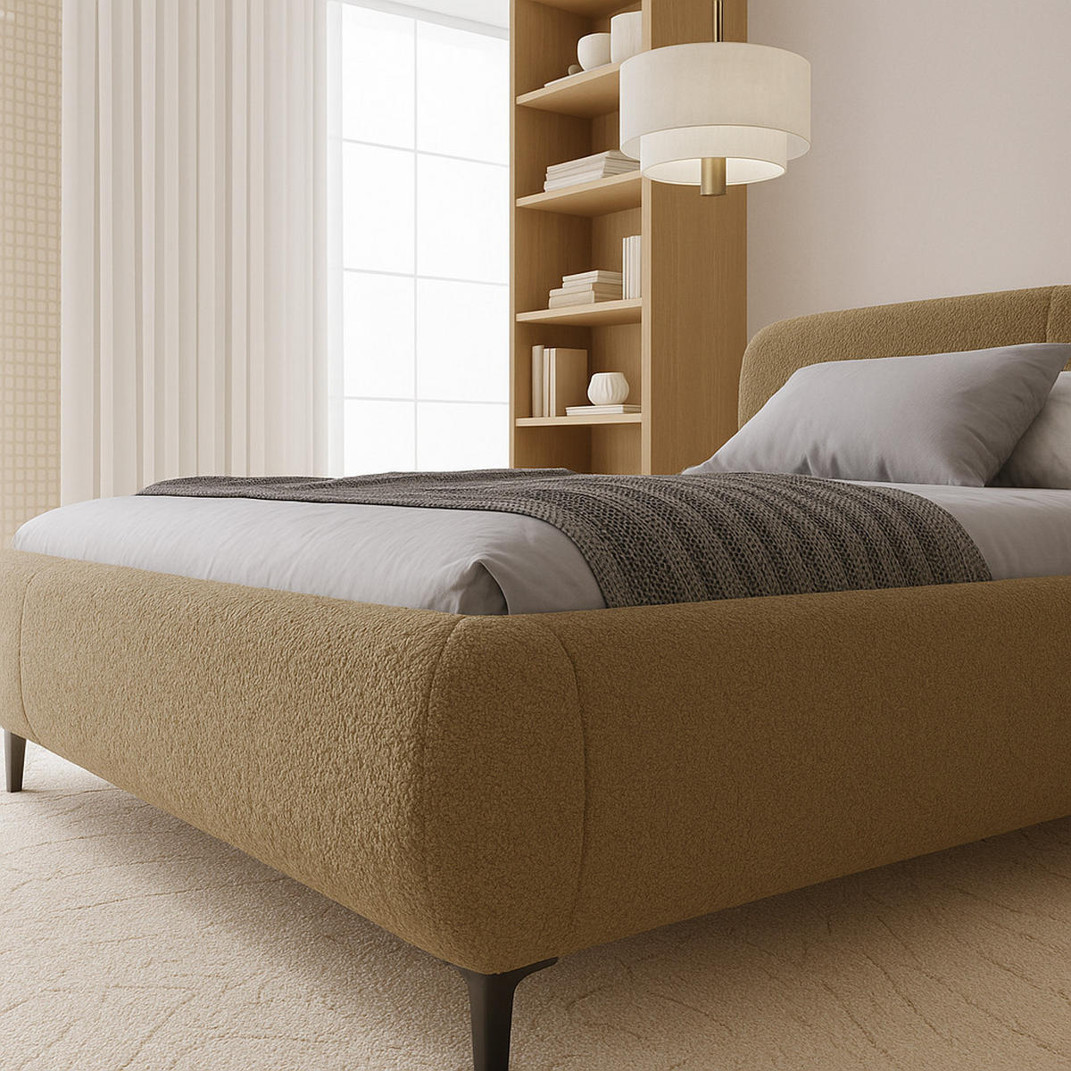 BETT Ciemd Beige ELLE Gepolstert 180x200 cm - Beige, Kunststoff/Textil (180/200cm) - Sepro Meble