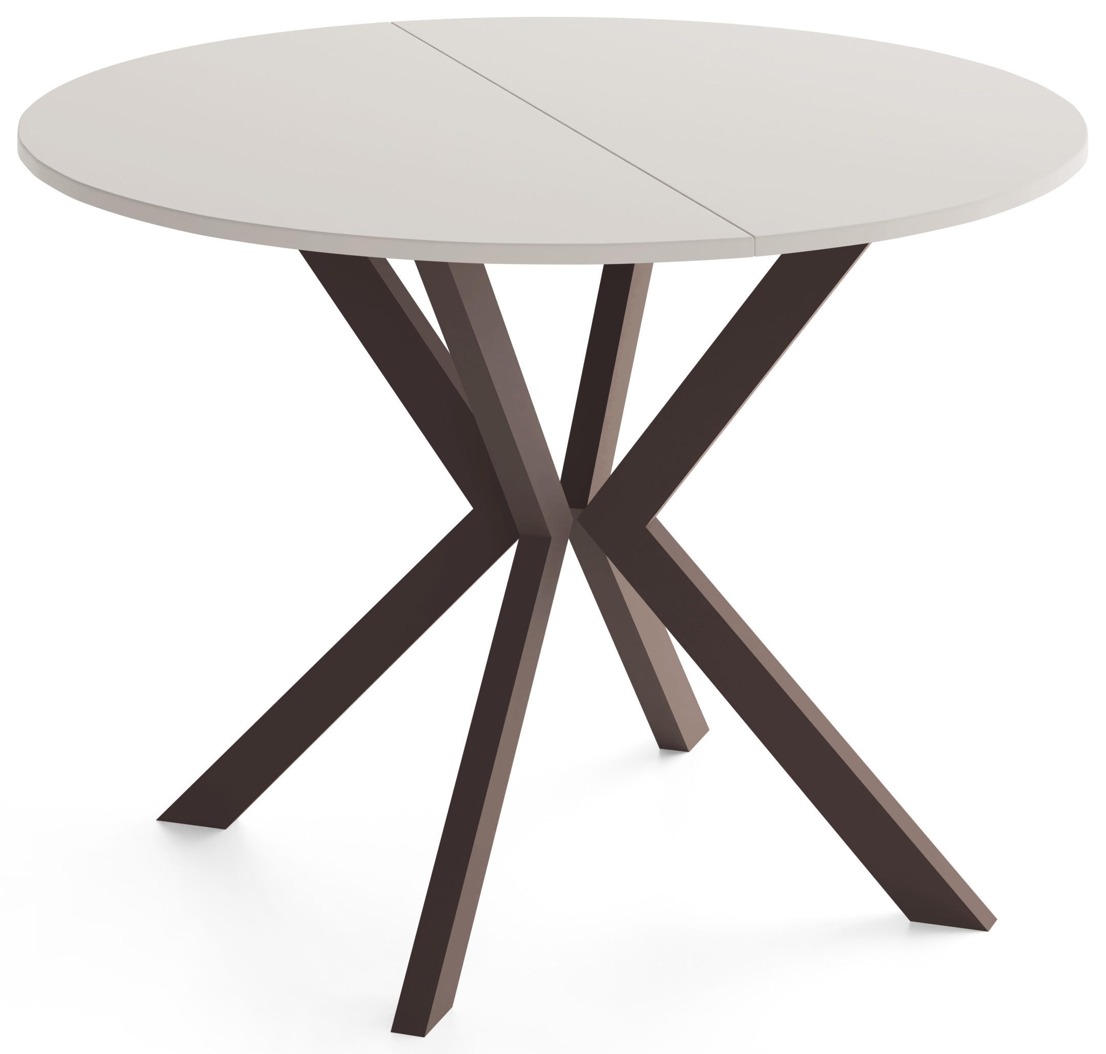 ESSTISCH Valio rund oval ausziehbar verlängerbar mit braunen Metallbeinen, Kaschmir 90-130/90/76 cm - Kaschmir/Beige, Holzwerkstoff/Metall (90/130/76cm) - WFL GROUP