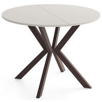 ESSTISCH Valio rund oval ausziehbar verlängerbar mit braunen Metallbeinen, Kaschmir 100-140/100/76 cm - Kaschmir/Beige, Holzwerkstoff/Metall (100/140/76cm) - WFL GROUP