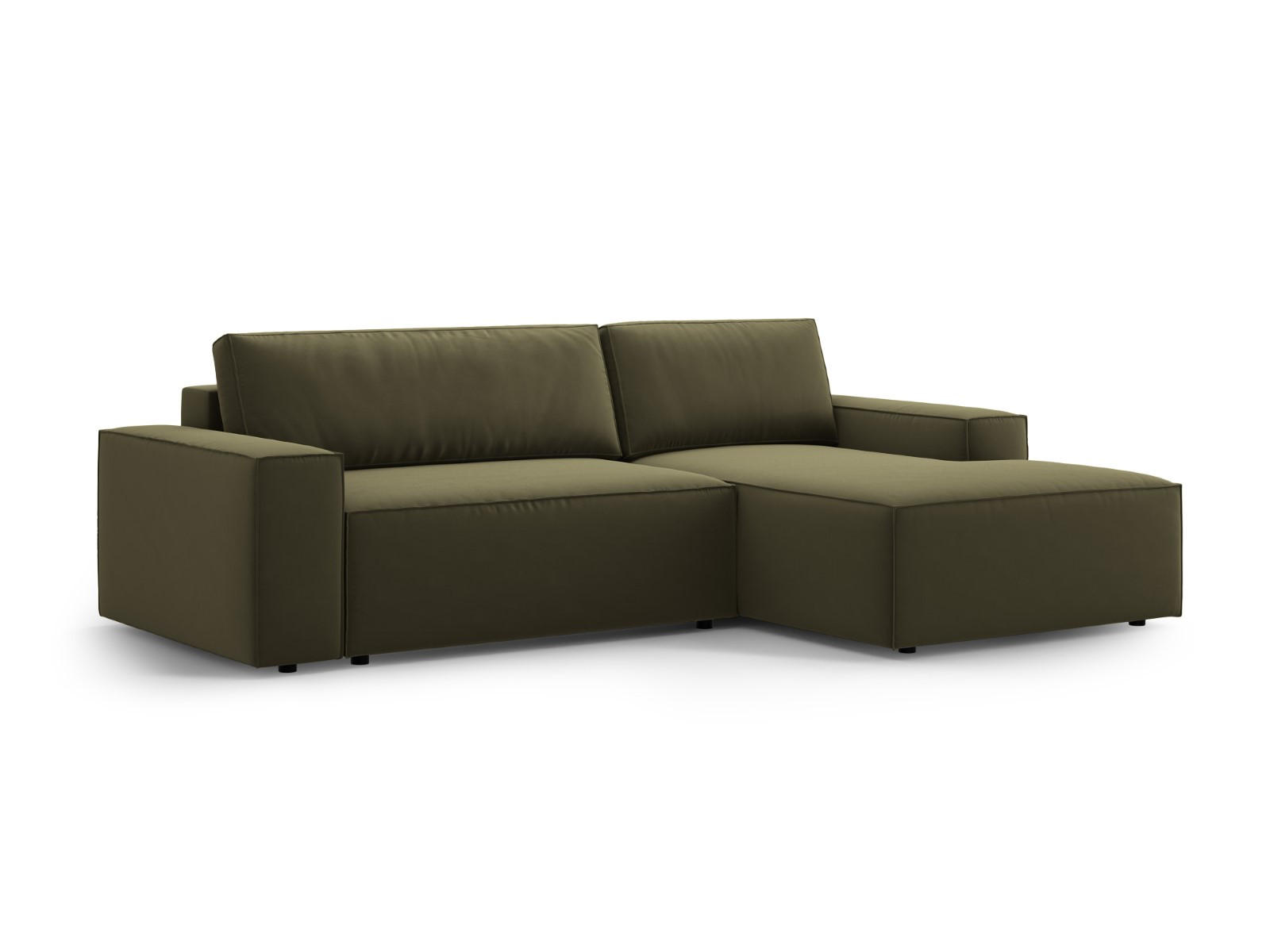ECKSOFA ausklappbar rechts mit Container Jodie aus Samt grün 3 Sitzplätze - Grün, Textil (151/246cm) - Micadoni