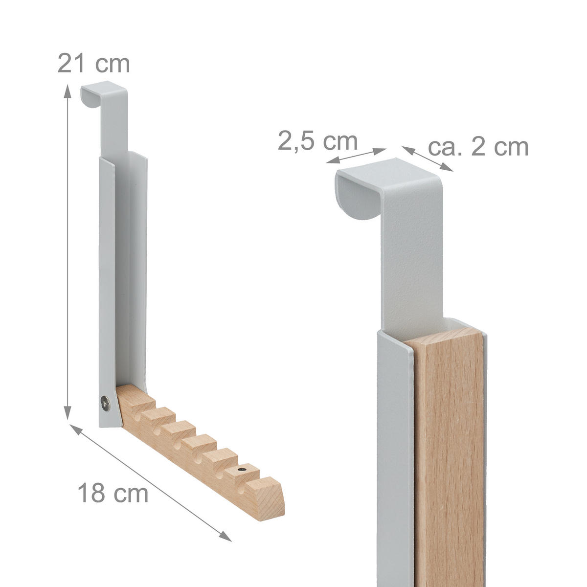 2XTÜRGARDEROBE - Multicolor, Holz/Metall (2.5/21/18cm) - Relaxdays