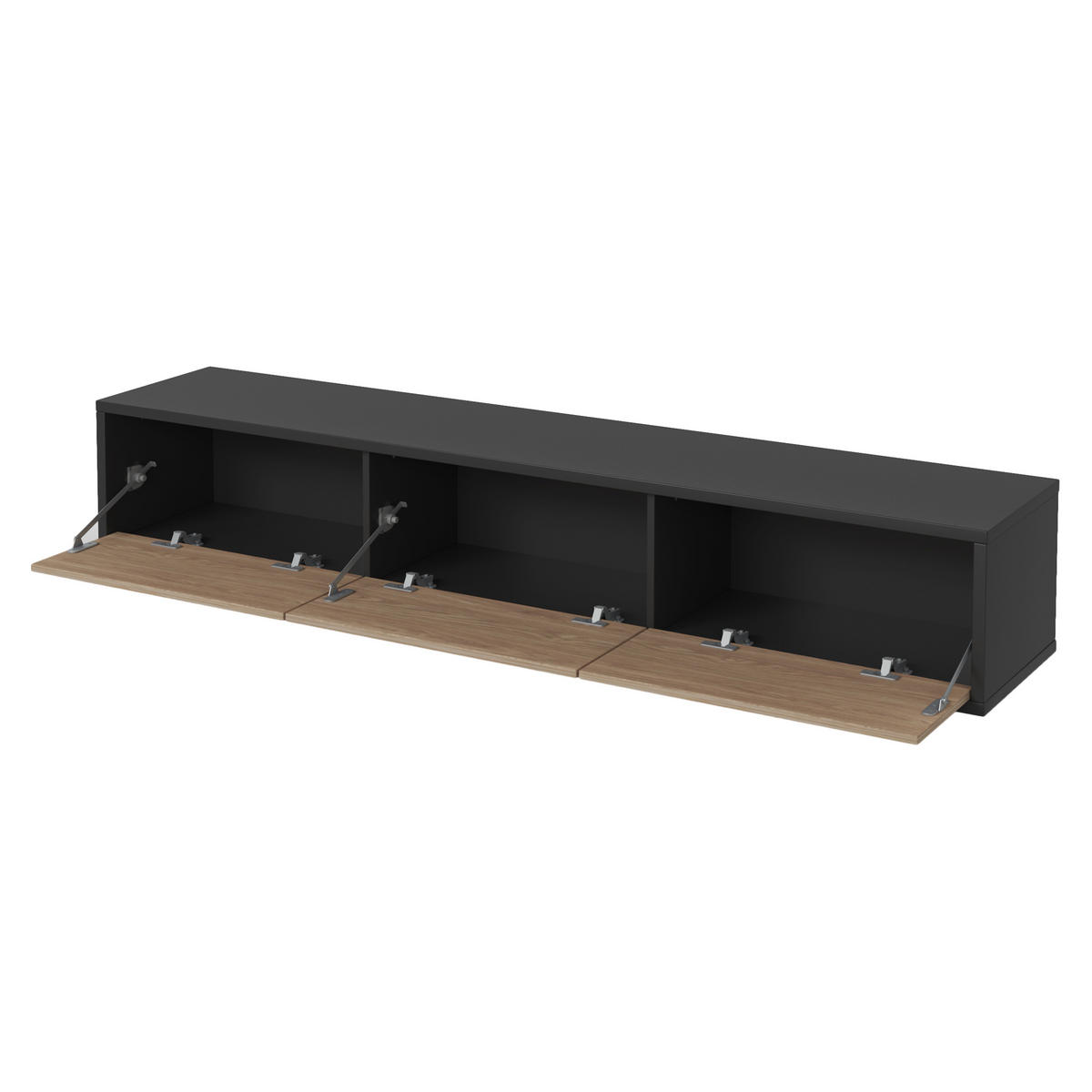 LOWBOARD LIVIA 180x36x32 cm mit 3 Türen Anthrazit - Eichefarben/Anthrazit, Holzwerkstoff (180/32/36cm) - MASSENO