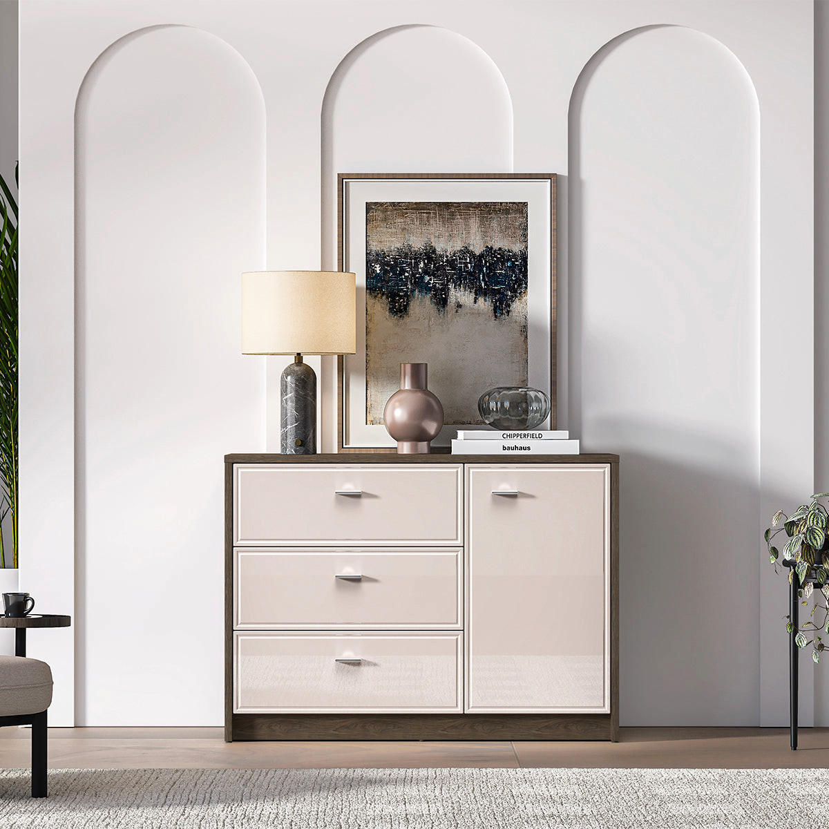 SIDEBOARD Kaius Kaschmir und Dunkles Holz - Beige, Holzwerkstoff (116.6/84.9/40cm) - Petits-meubles