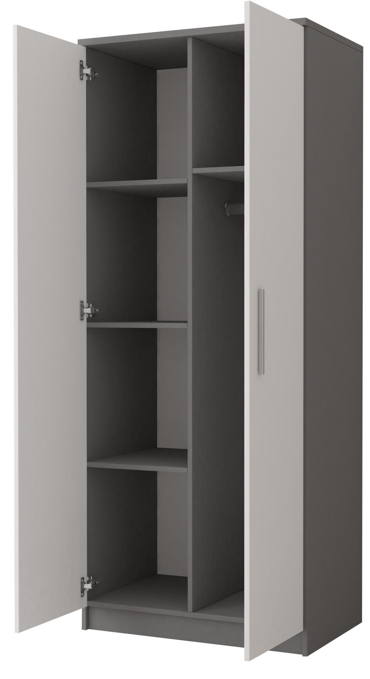 JUGENDZIMMER Arivo in Weiß und Grau 3 teilig Kinderzimmer Komplett Set mit Kleiderschrank, Schreibtisch und Kommode - Weiß, Holzwerkstoff (80/200/120cm)