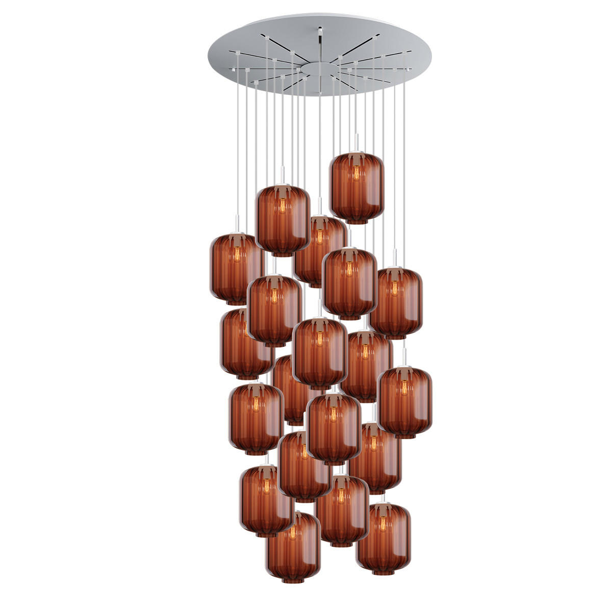 GALERIELEUCHTE Velo 20-flammig Braun Ø 25 cm - Braun/Weiß, Glas (25/25/27cm) - s.luce