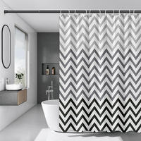 DUSCHVORHANG Schwarz Weiß PEVA Stoff wasserdicht mit Haken Badewanne - Multicolor, Kunststoff (180/180cm) - MCBOSON