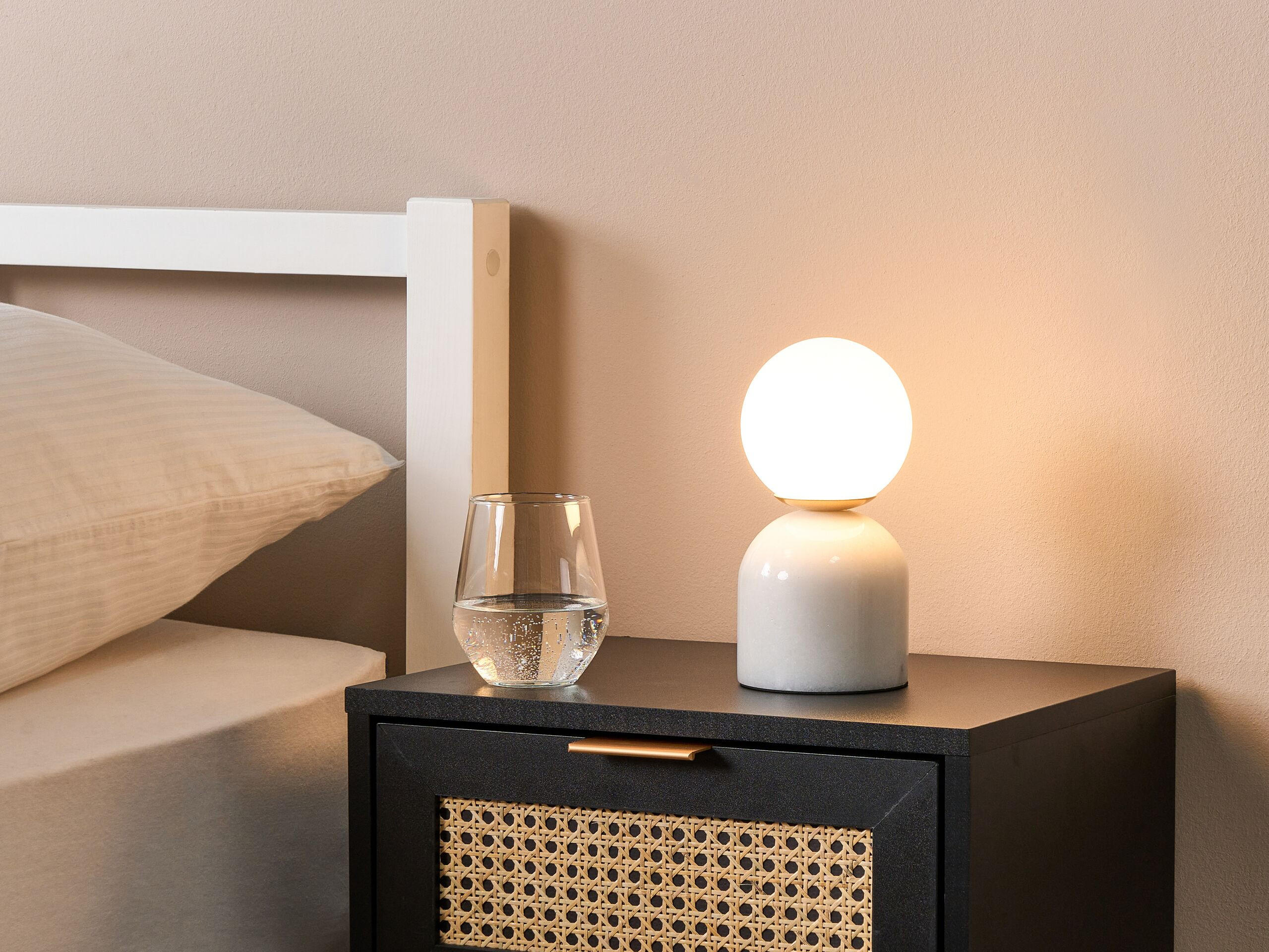 TISCHLEUCHTE Kiwi 10/10/21 cm - Weiß, Glas (10/10/21cm) - Beliani