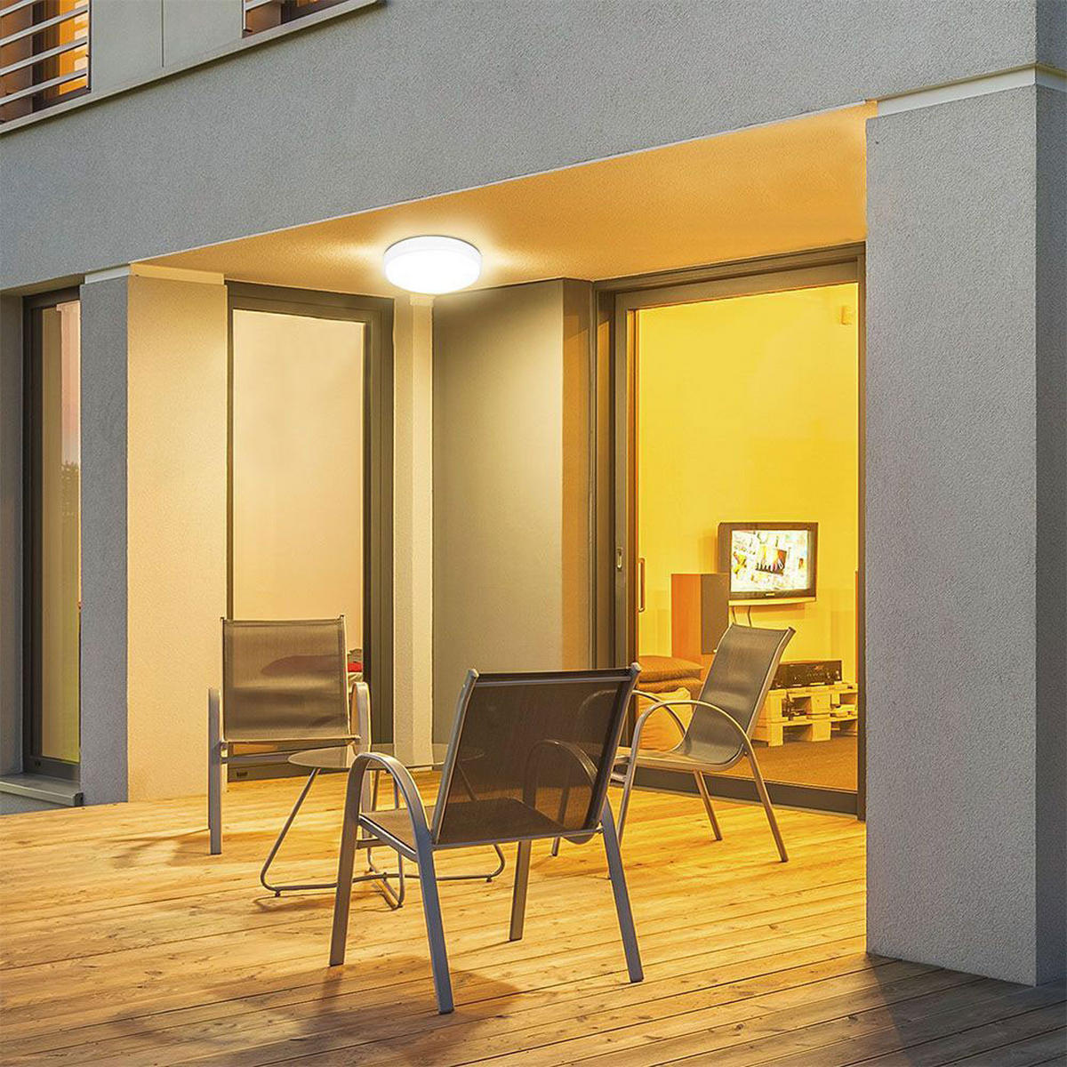 LED DECKENLEUCHTE rund Weiß - Weiß, Kunststoff (25/25/6.3cm)