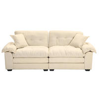 SOFA mit tiefem Sitz 214 x 89 x 93 cm Chenille Beige 2-Sitzer - Beige, Kunststoff (214/93/89cm) - Meubliv