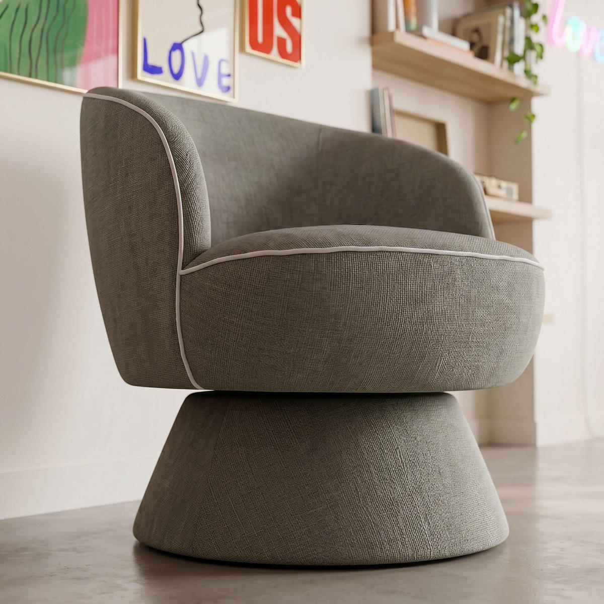 SESSEL, Grün - Grün, Holz/Textil (66/71/80cm) - Oviala