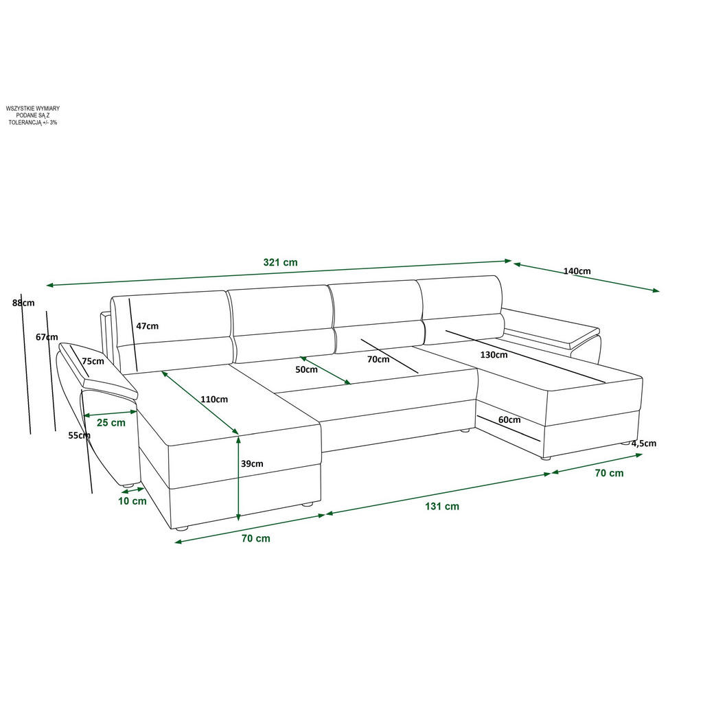 Thumbnail - Bedante Ecksofa, Dunkelblau, Textil, 326x86x140 cm, Wohnzimmer, Sofas & Couches, Wohnlandschaften, Wohnlandschaften in U...