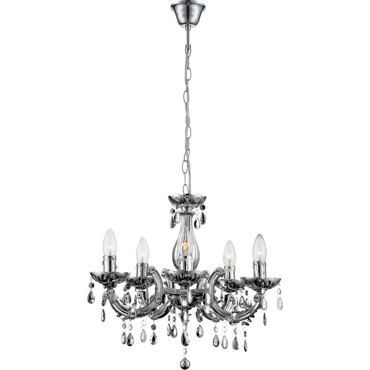 LED KRONLEUCHTER Kristall Chrom - Silberfarben, Metall (44/44/128cm) - Globo Lighting