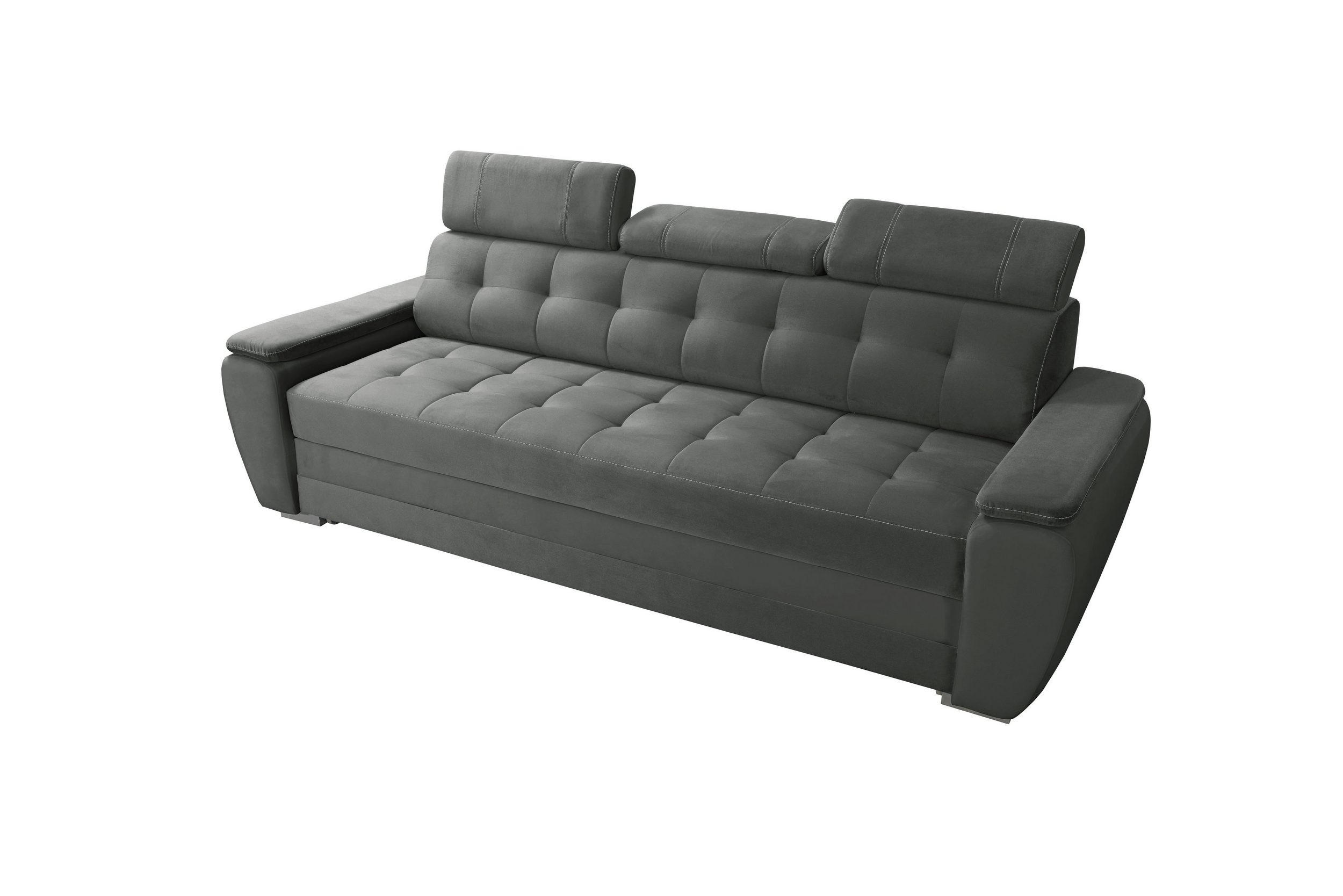 SCHLAFSOFA DIANA Schaumstoff und Holz Breite 230 cm - Dunkelgrau, Holz (230/90/95cm) - Robin