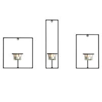 WANDTEELICHTHALTER 3-teilig Metall Schwarz 18–28 cm - Schwarz, Metall (28cm) - DanDiBo