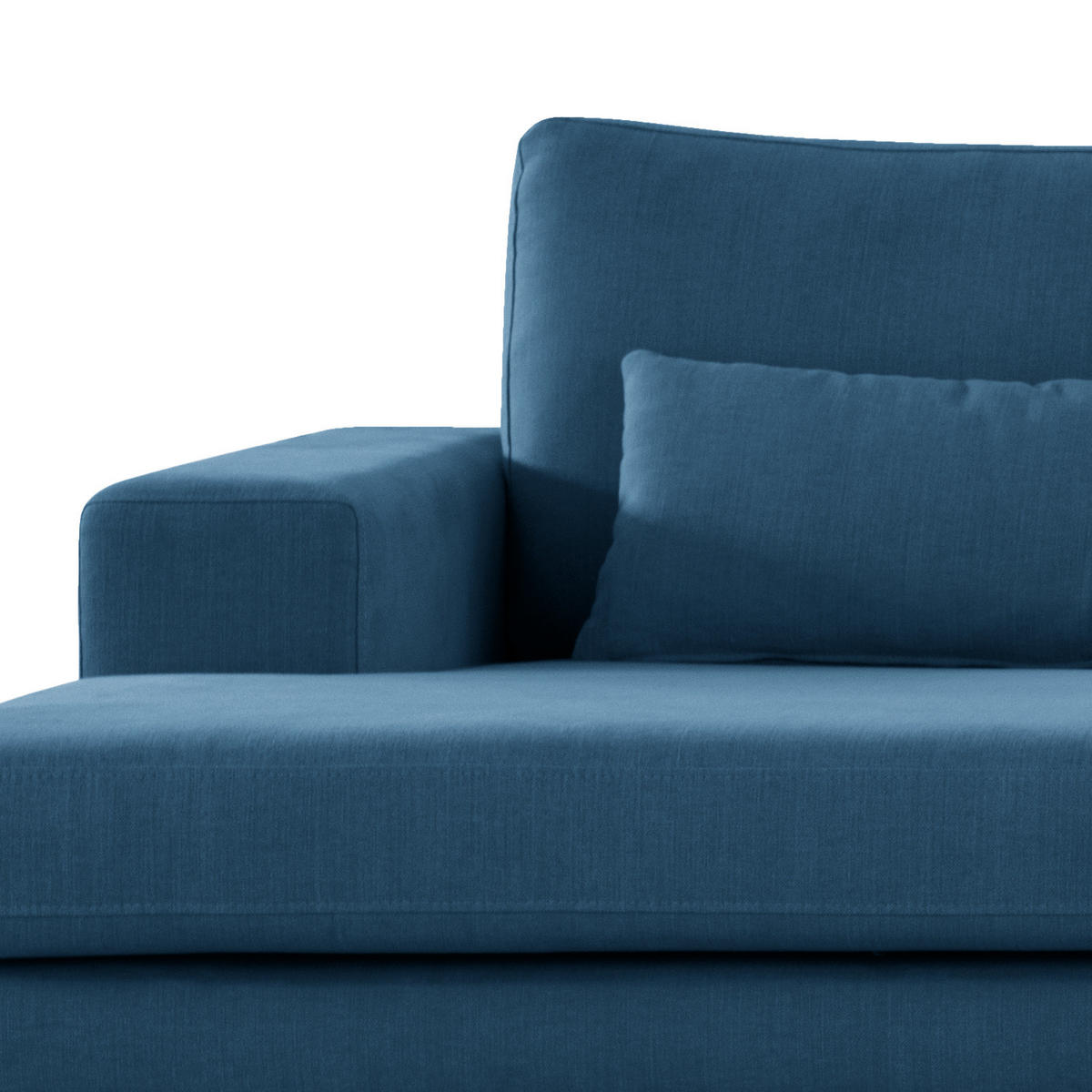 WOHNLANDSCHAFT mit Longchair - Blau/Eichefarben, Naturmaterialien/Eichenholz (371/81/219cm) - home24