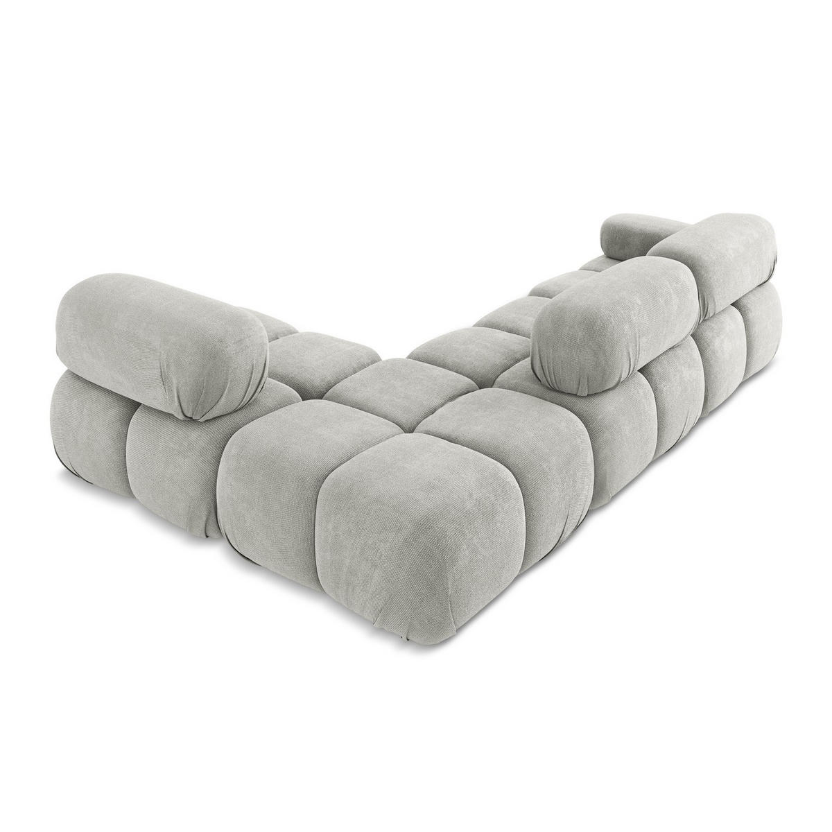 ECKSOFA Rechts Chenille Stoff Grau - Hellgrau/Schwarz, Kunststoff/Textil (285/190cm) - LaMiaSofa