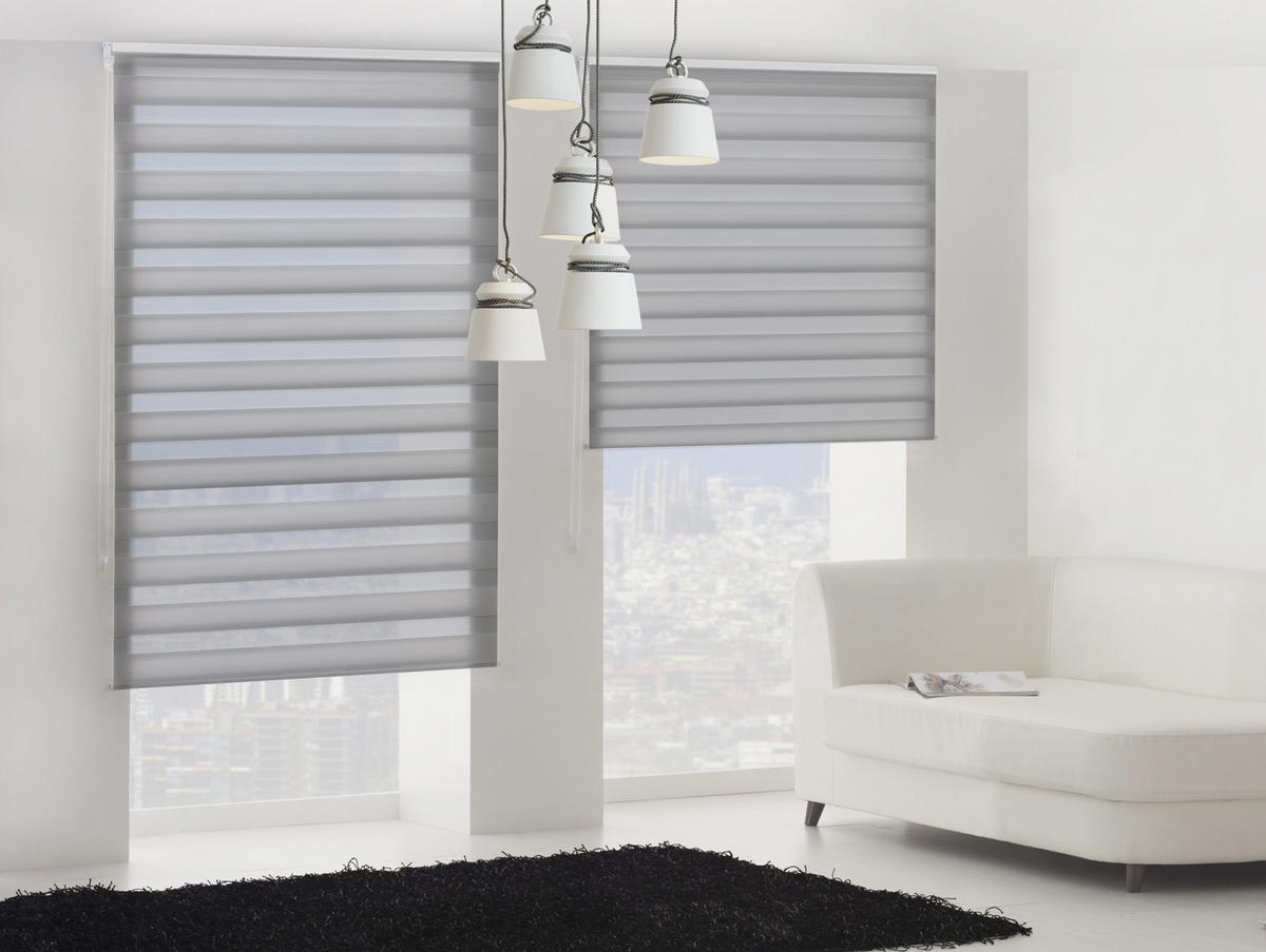 ROLLO Polyester Transluzent Grau 140x180 - Grau, Textil (140/180/1cm) - Purline