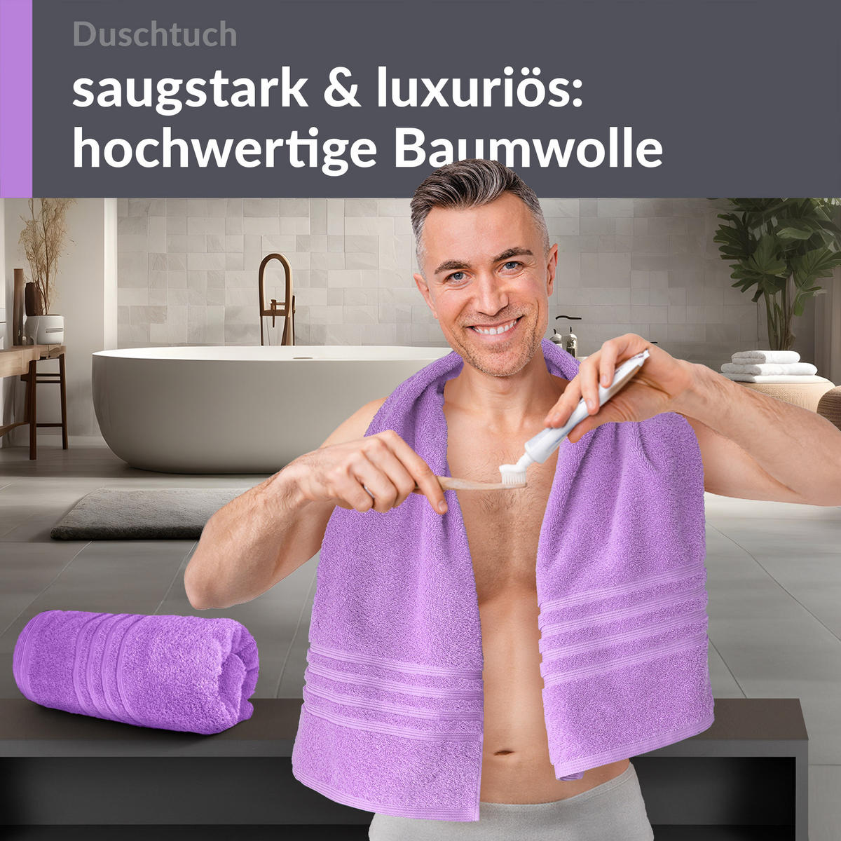 DUSCHTUCH London Flieder Lila 2er Set 70x140 - Flieder, Textil (70/140cm) - Lashuma