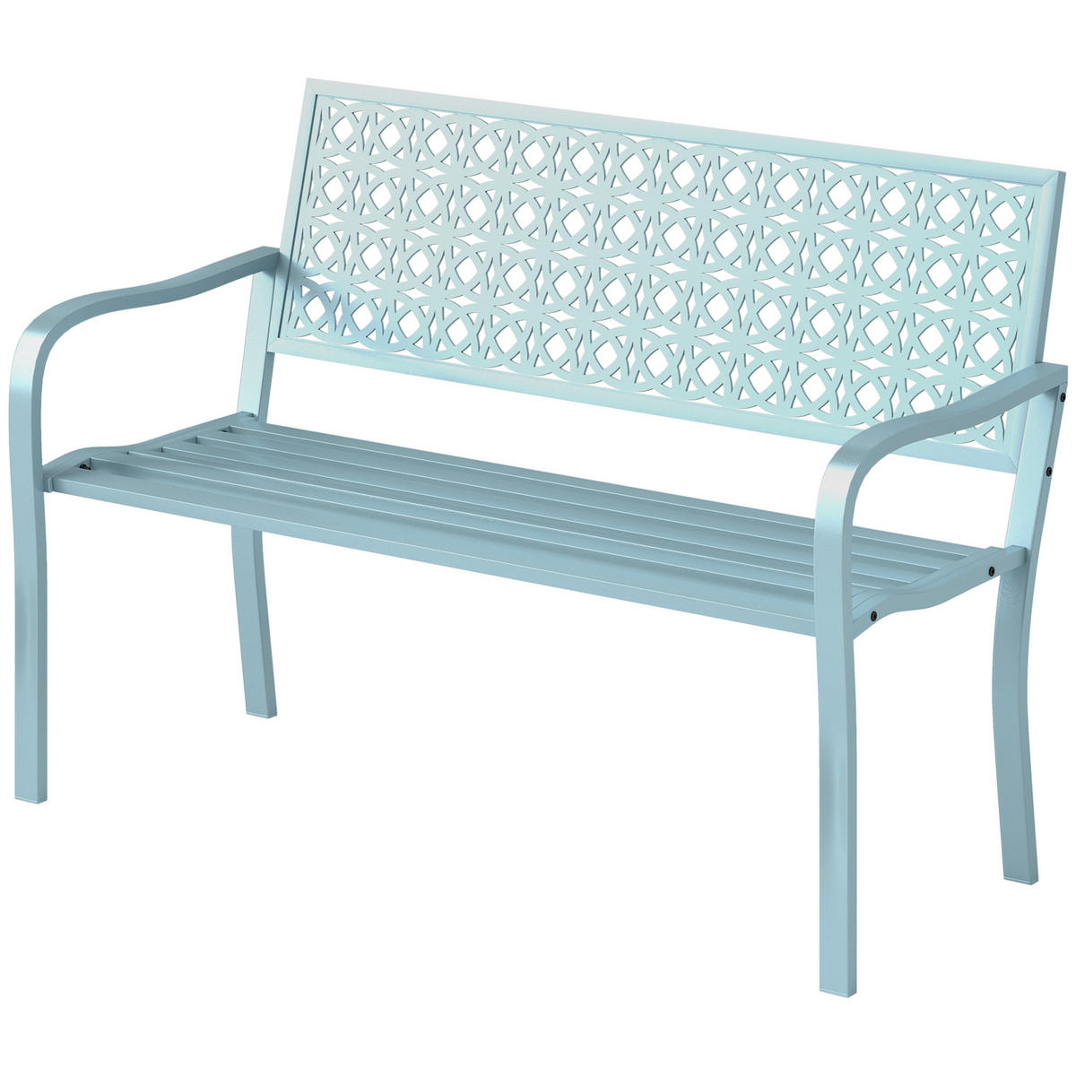 GARTENBANK DE-17784 2-Sitzer mit verziertem durchbrochenem Rücken Blau - Blau, Metall (127/85/63cm) - ComfortXL