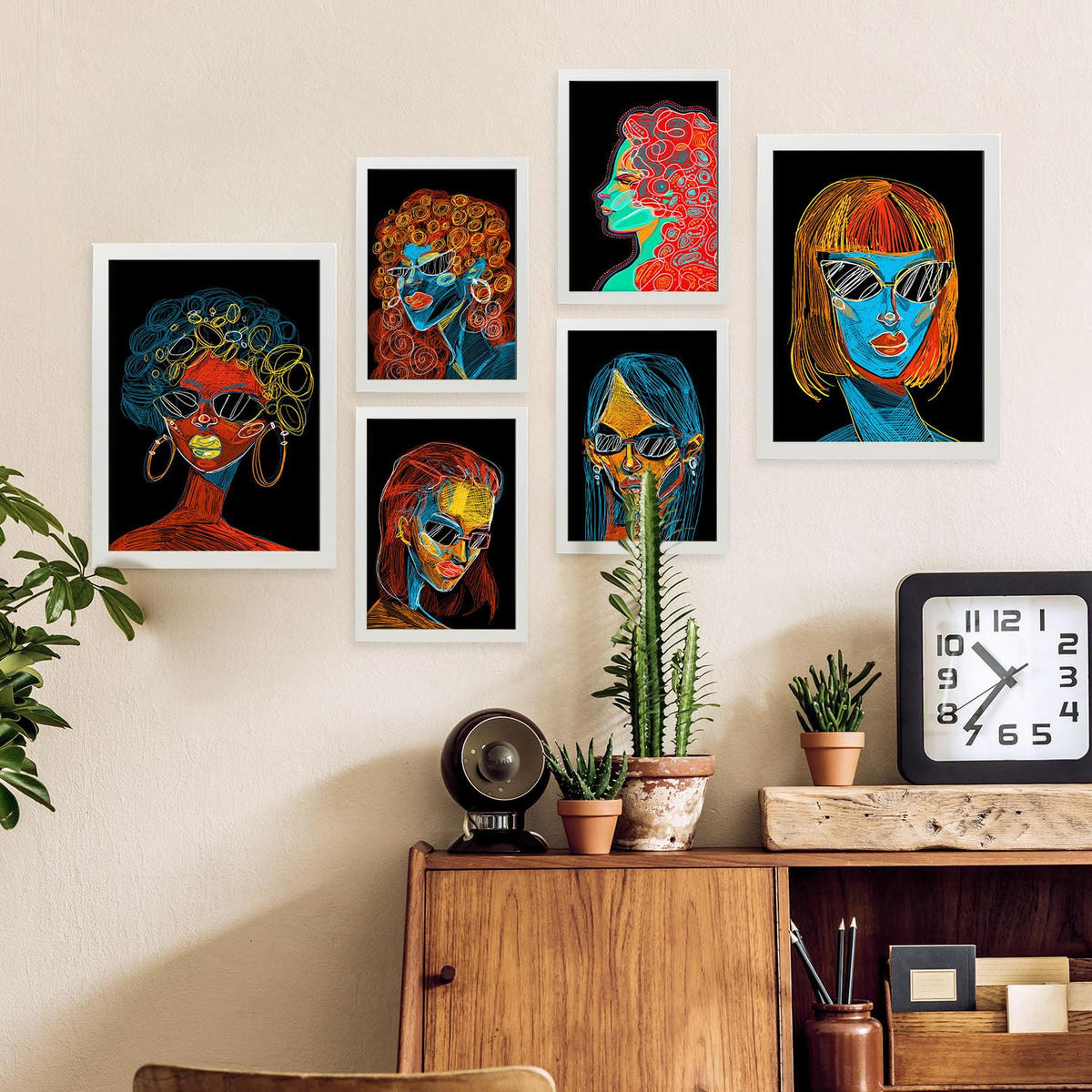 POSTER Set Mit 6 Schönheitstöne 3 In Weibliche Zusammenfassung Ästhetische Dekorative Gemälde Für Ihr Wohnzimmer Zuhause A3 & A4 Weißer Rahmen - Weiß, Papier (29/3cm) - Nacnic