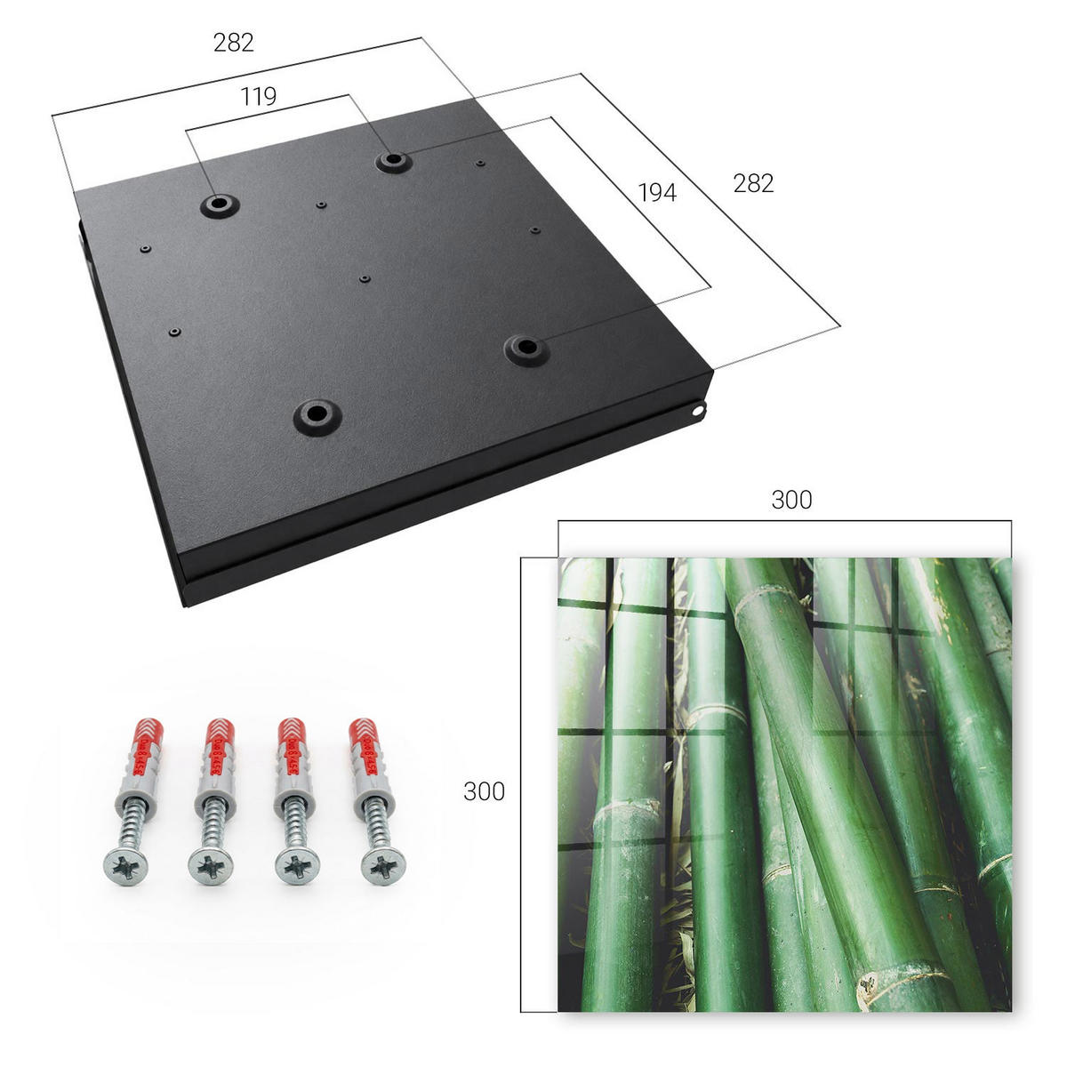 SCHLÜSSELBOX Schwarz 30x30 cm- Türöffnung nach rechts - Grüner Frieden - Grün, Metall (30/30/5cm) - TULUP