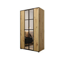DREHTÜRENSCHRANK MODENA 120, 4-türig Kleiderschrank mit 2 Spiegel, Moderne Garderobe, Schrank in Größe: 120 x 206 x 65 cm - Schwarz/Braun, Holzwerkstoff (120/206/65cm) - O-Sofa