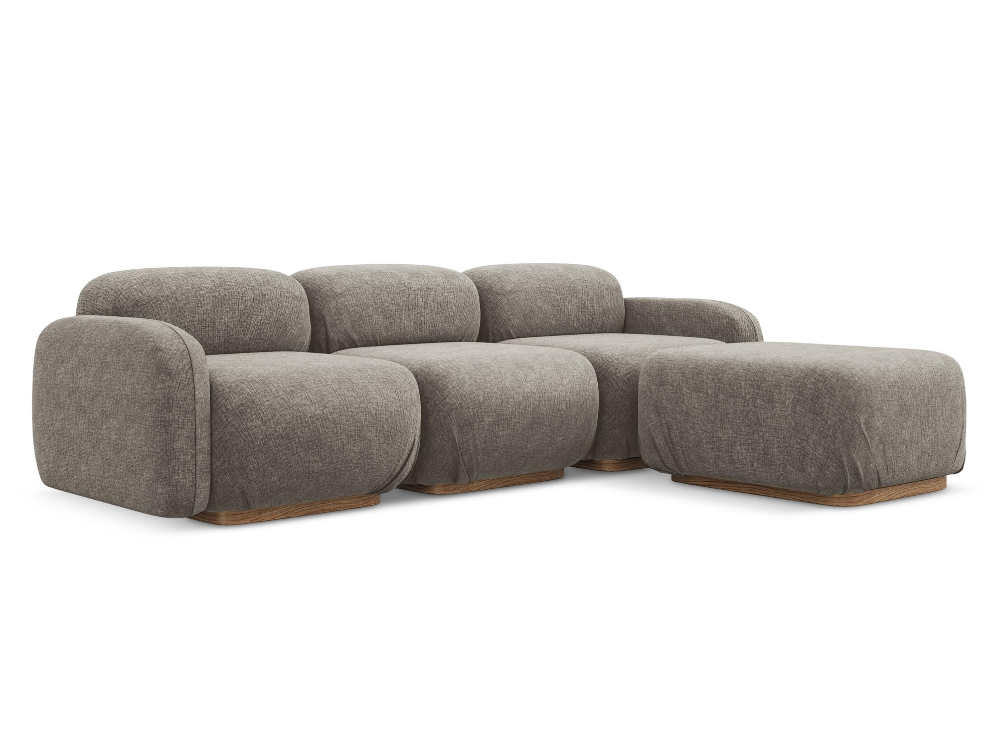 ECKSOFA Beidseitig Chenille Stoff Grau - Taupe/Braun, Holz/Textil (270/190cm) - Makamii