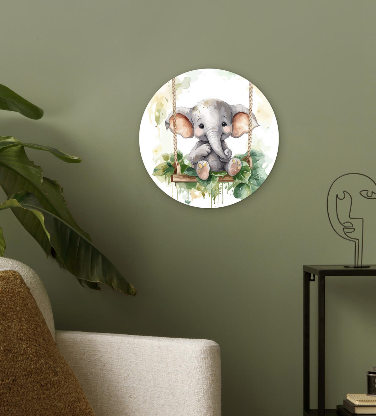 WANDBILD Elefant - Tier - Kinder - Dschungel 30x30 cm - Hellgrau, Kunststoff (30/30cm) - MuchoWow