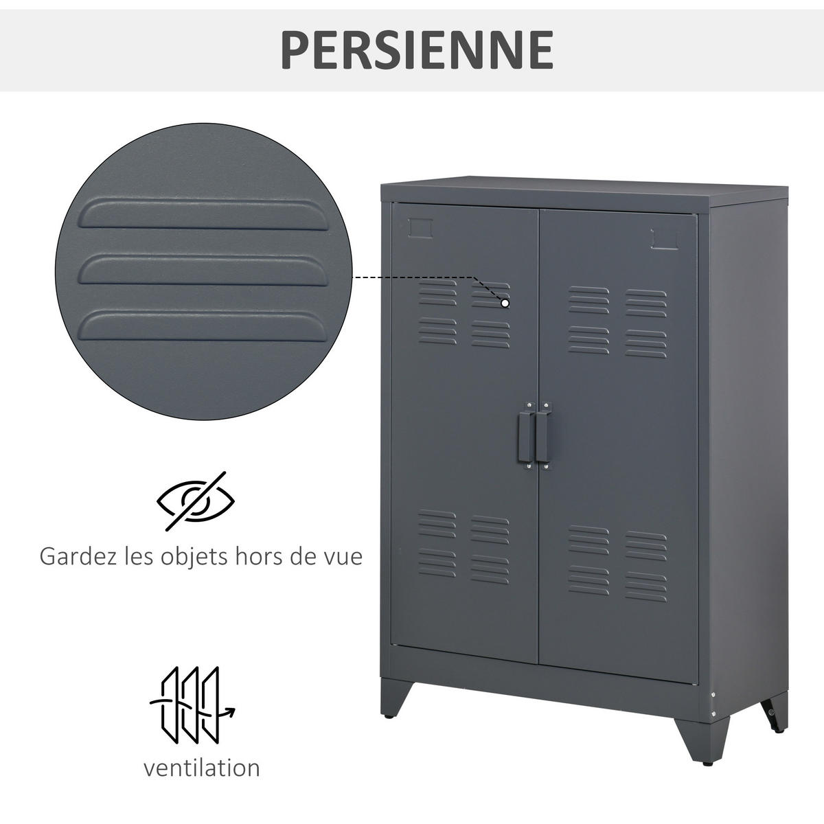 AKTENSCHRANK DE-14410 2 Türen mit verstellbaren Böden Grau - Grau, Metall (33/110/75cm) - ComfortXL