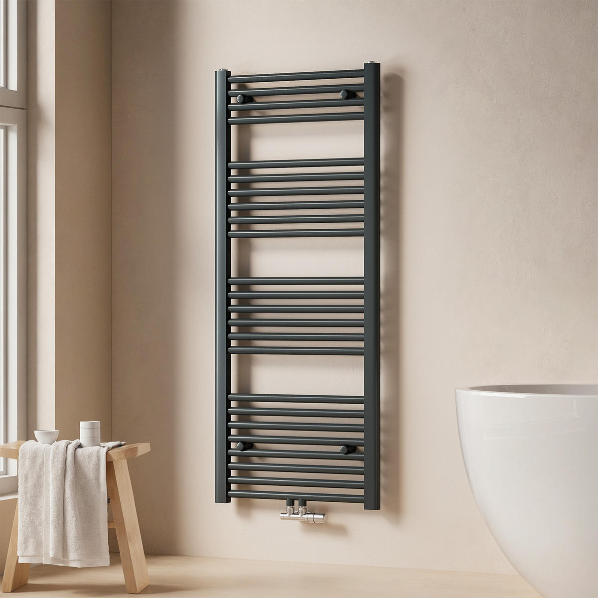 HEIZKÖRPER Handtuchheizkörper wasserführend 120/50/3 cm - Anthrazit, Metall (50/120/3cm) - EMKE