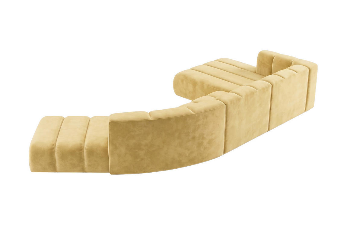 ECKSOFA Modulares In L-Form, Velvet-Stoff Riviera, Buttergelb, Rechts, GRAND Round - Hellgelb, Holz (445/179cm) - Kaiser Möbel