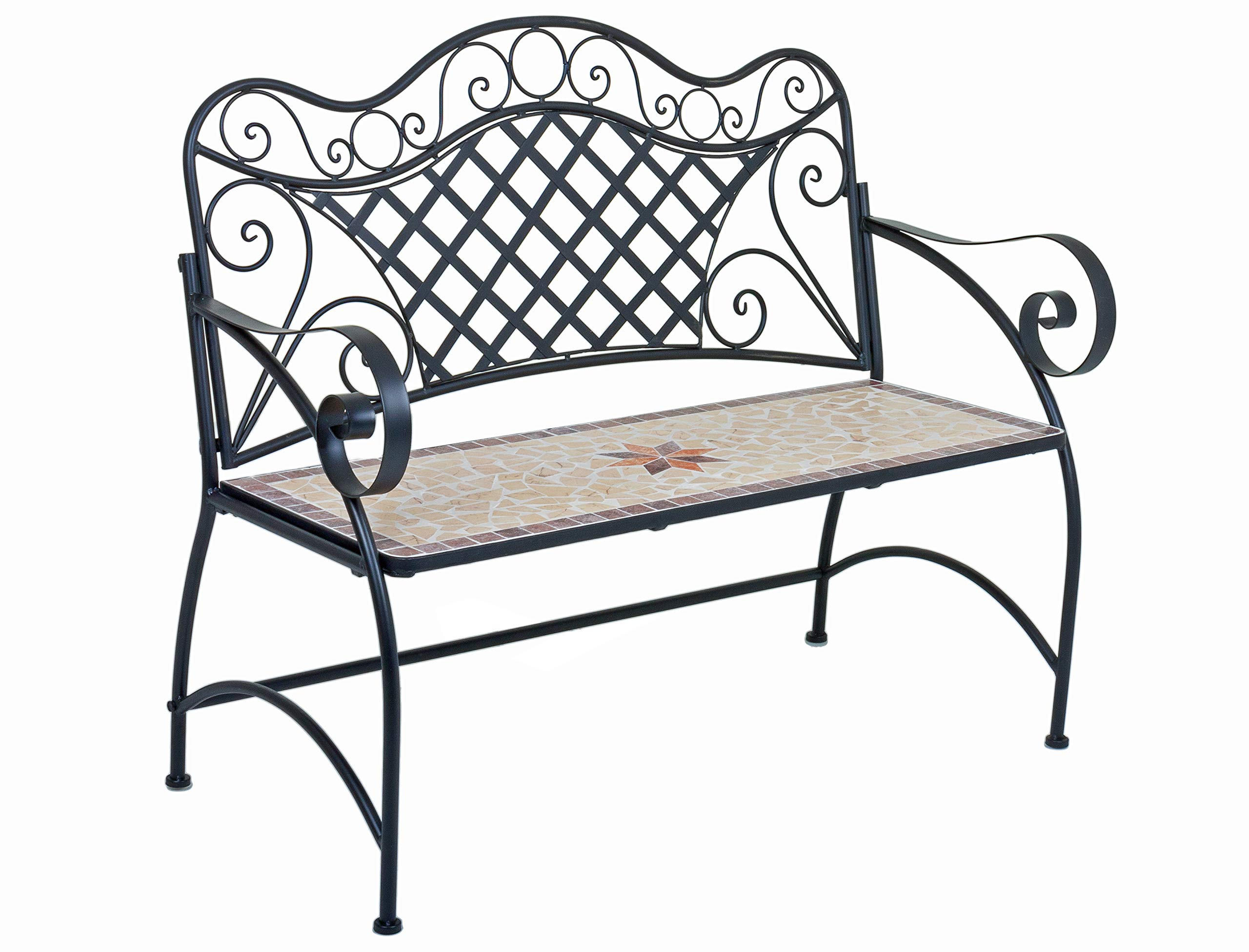 GARTENBANK Rania mit Mosaik Terrassenbank - Braun, Metall (57/97/115cm) - DELUKE