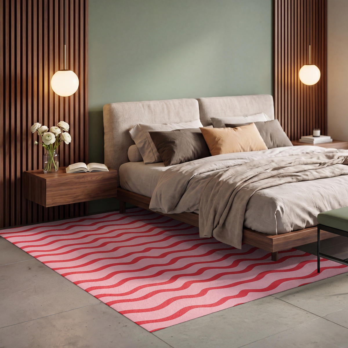 PREPROGE - Linije - 150x230 cm - rdeča, umetna masa/tekstil (150/0.4cm) - OnlyWow