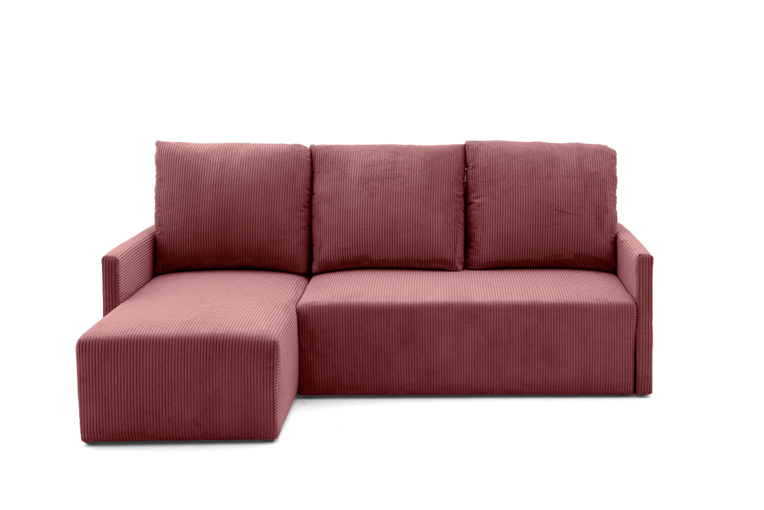 ECKSOFA GARDA L Links mit Schlaffunktion 132x198 Cord Rosa - Pink/Schwarz, Holz/Kunststoff (209/145cm) - NACANAPA