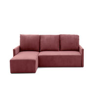 ECKSOFA GARDA L Links mit Schlaffunktion 132x198 Cord Rosa - Pink/Schwarz, Holz/Kunststoff (209/145cm) - NACANAPA