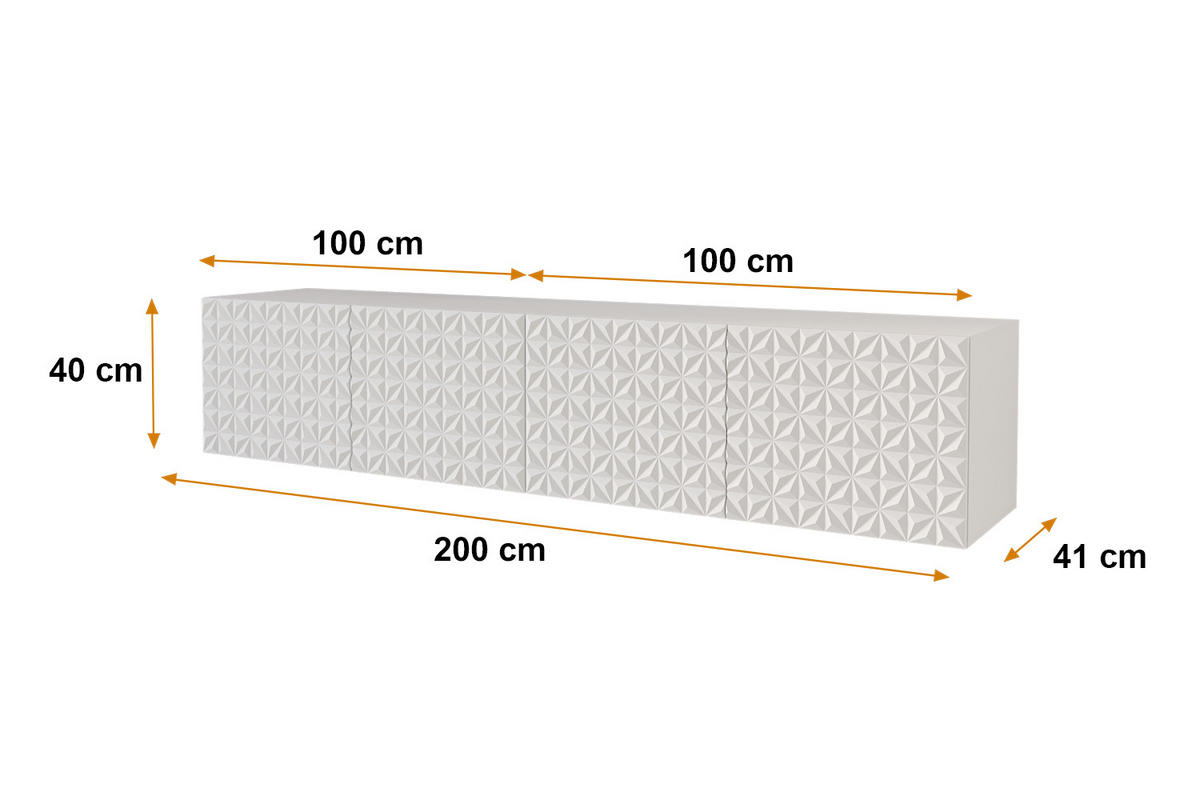LOWBOARD VIRA-W 2x100x40x41 cm - Weiß - Weiß, Holzwerkstoff (200/40/41cm) - ALTDECOR