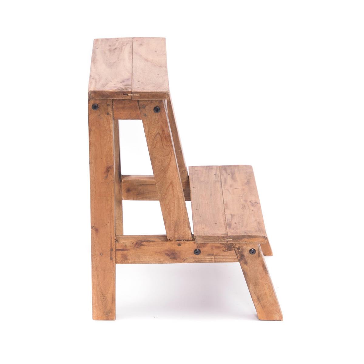 PFLANZENTREPPE Ficus Mahagoni Massivholz, 2 Ebenen naturfarben - Naturfarben, Holz (40/50/46cm) - DESIGN DELIGHTS