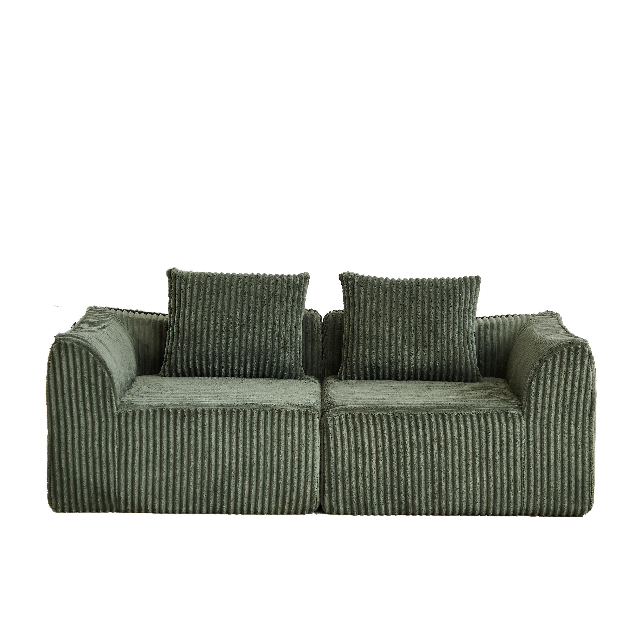 2-SITZER SOFA Cord Minimalistisch & Modular - Grün, Textil (185/72.5/101cm) - Urban Meuble