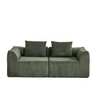 2-SITZER SOFA Cord Minimalistisch & Modular - Grün, Textil (185/72.5/101cm) - Urban Meuble