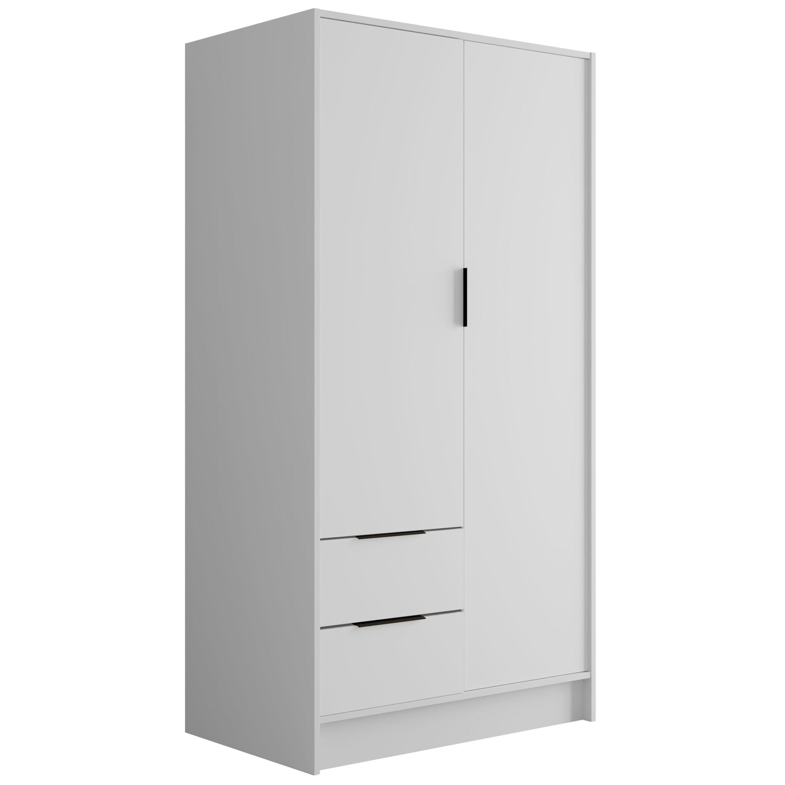 KLEIDERSCHRANK mit Flügeltüren KOLIN 100x200cm Weiß / Weiß - Weiß, Holzwerkstoff (102/200/51cm) - ALTDECOR