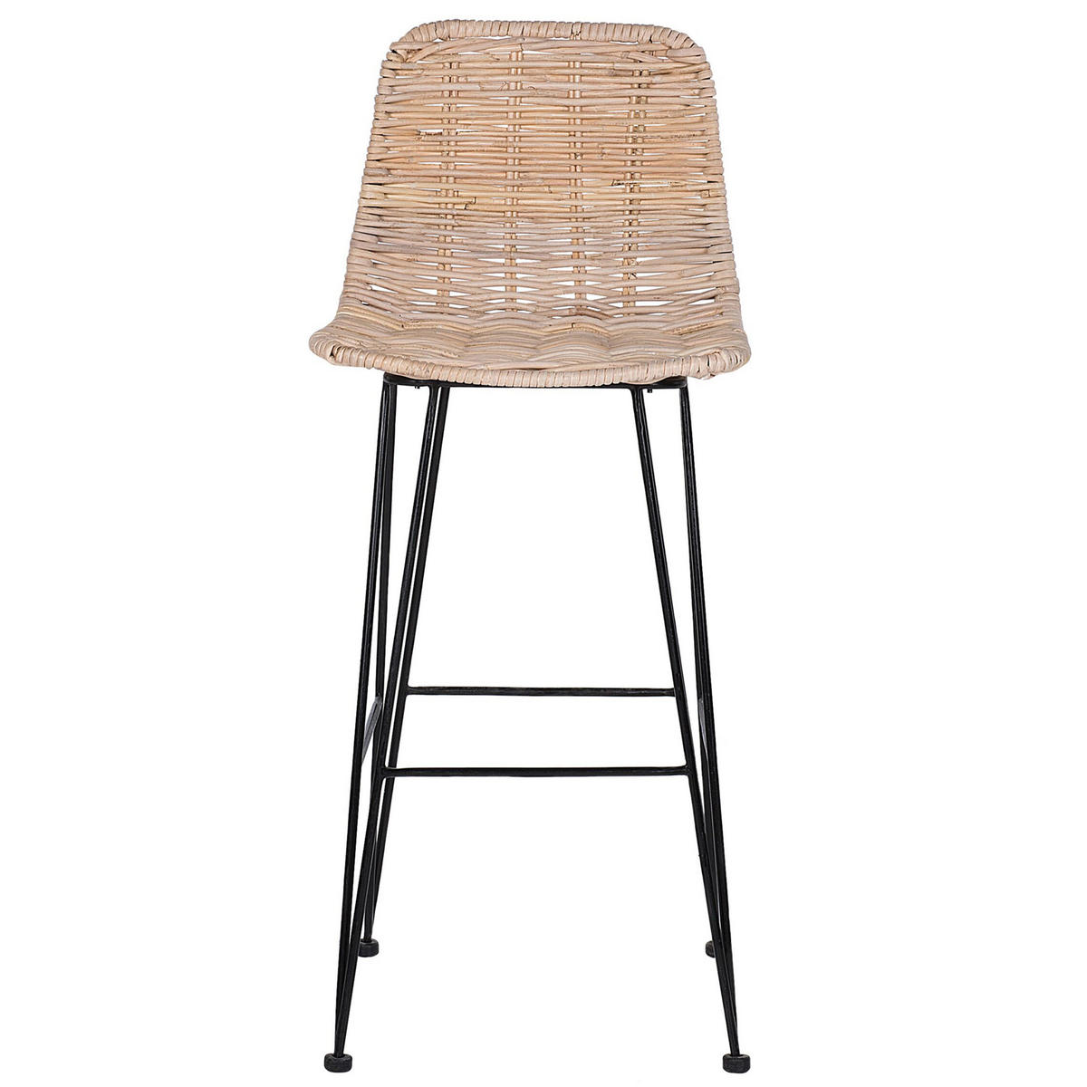 BARHOCKER 2er-Set Rattan Beige Cassita - Beige, Naturmaterialen/Metall (43/103/47cm) - Beliani