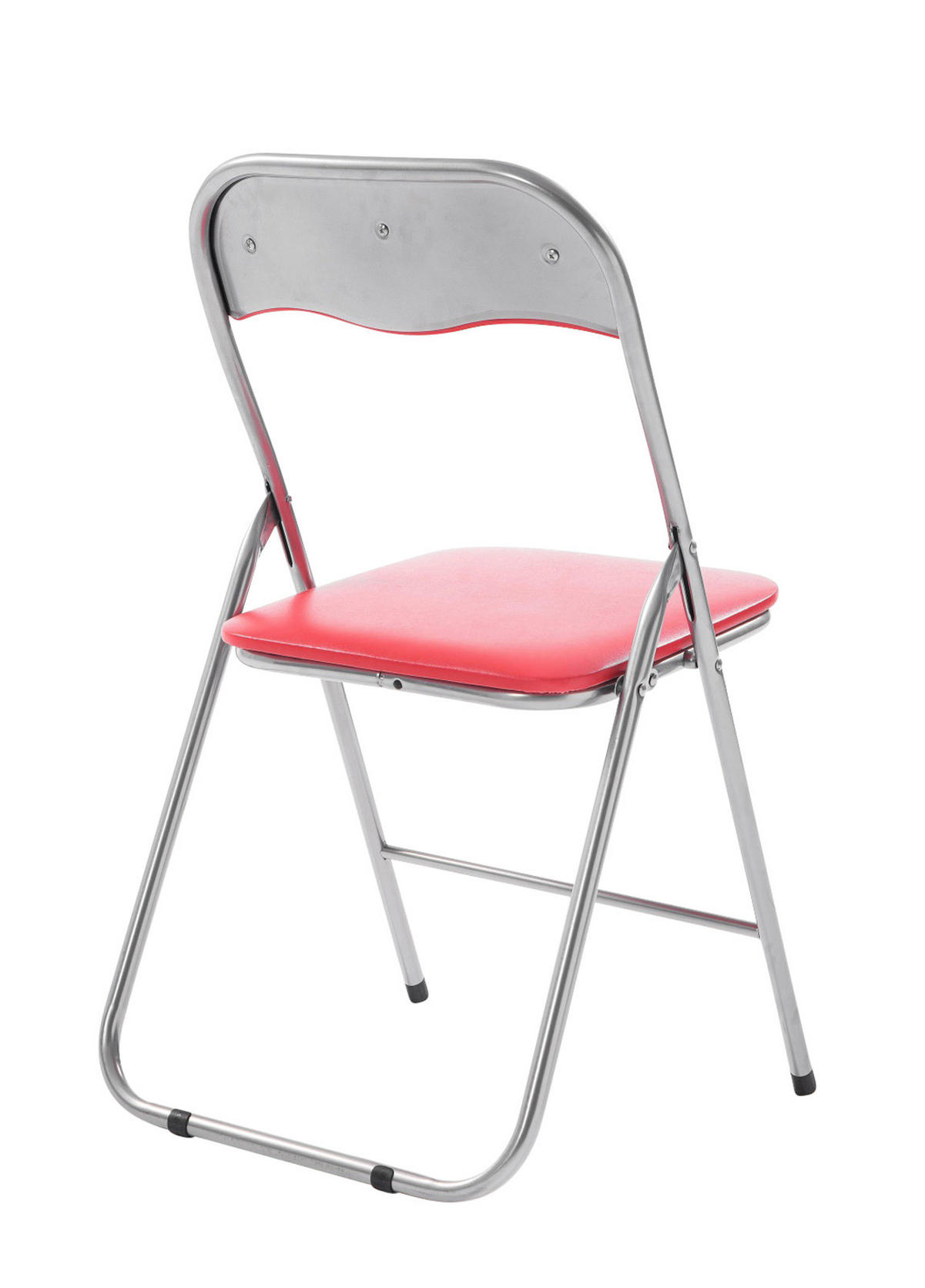 BESUCHERSTUHL Lederlook rot/silber - Silberfarben/Rot, Textil/Metall (45/78/45cm) - CLP