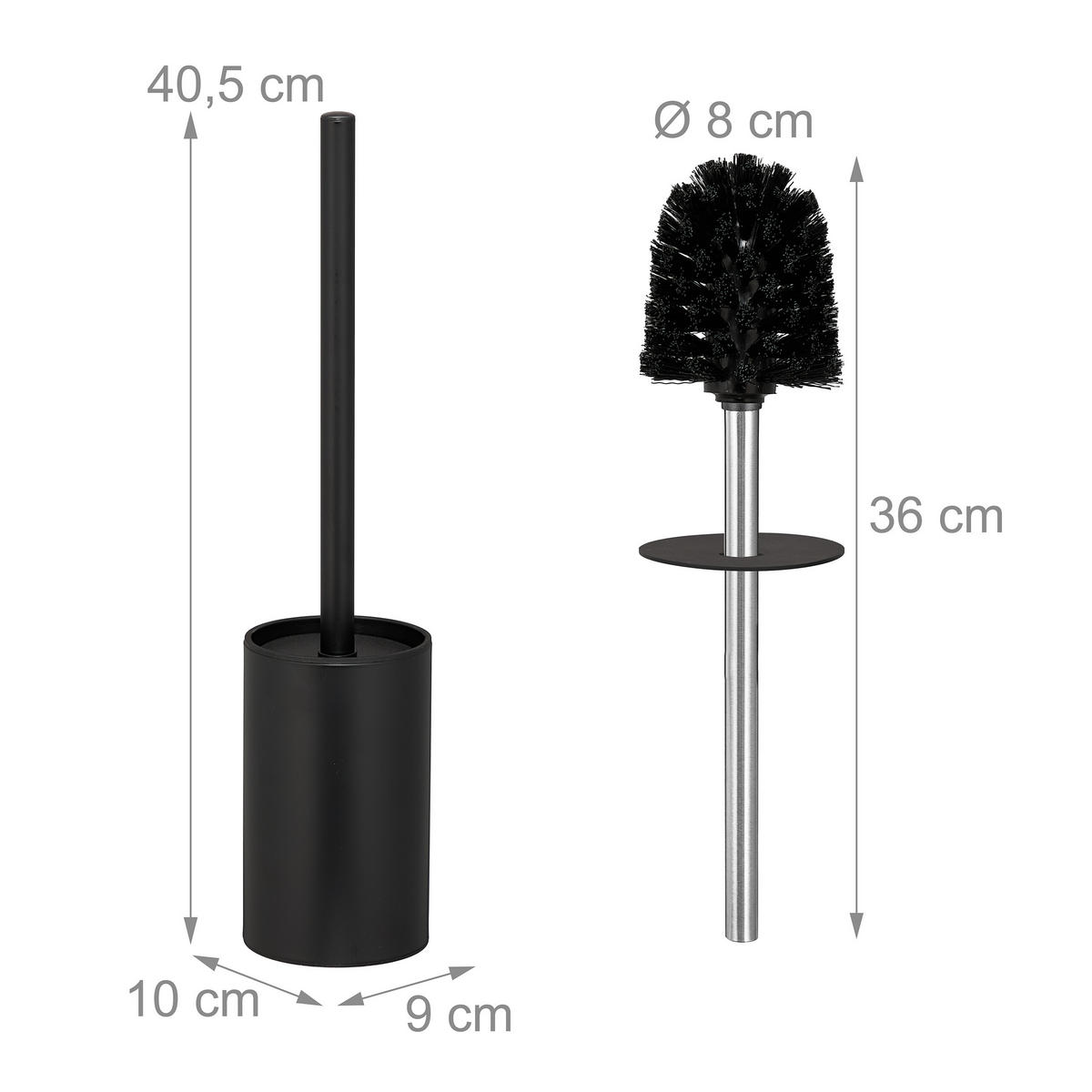 TOALETNA ščetka - srebrne barve, kovina/umetna masa (9/40.5/10cm) - Relaxdays