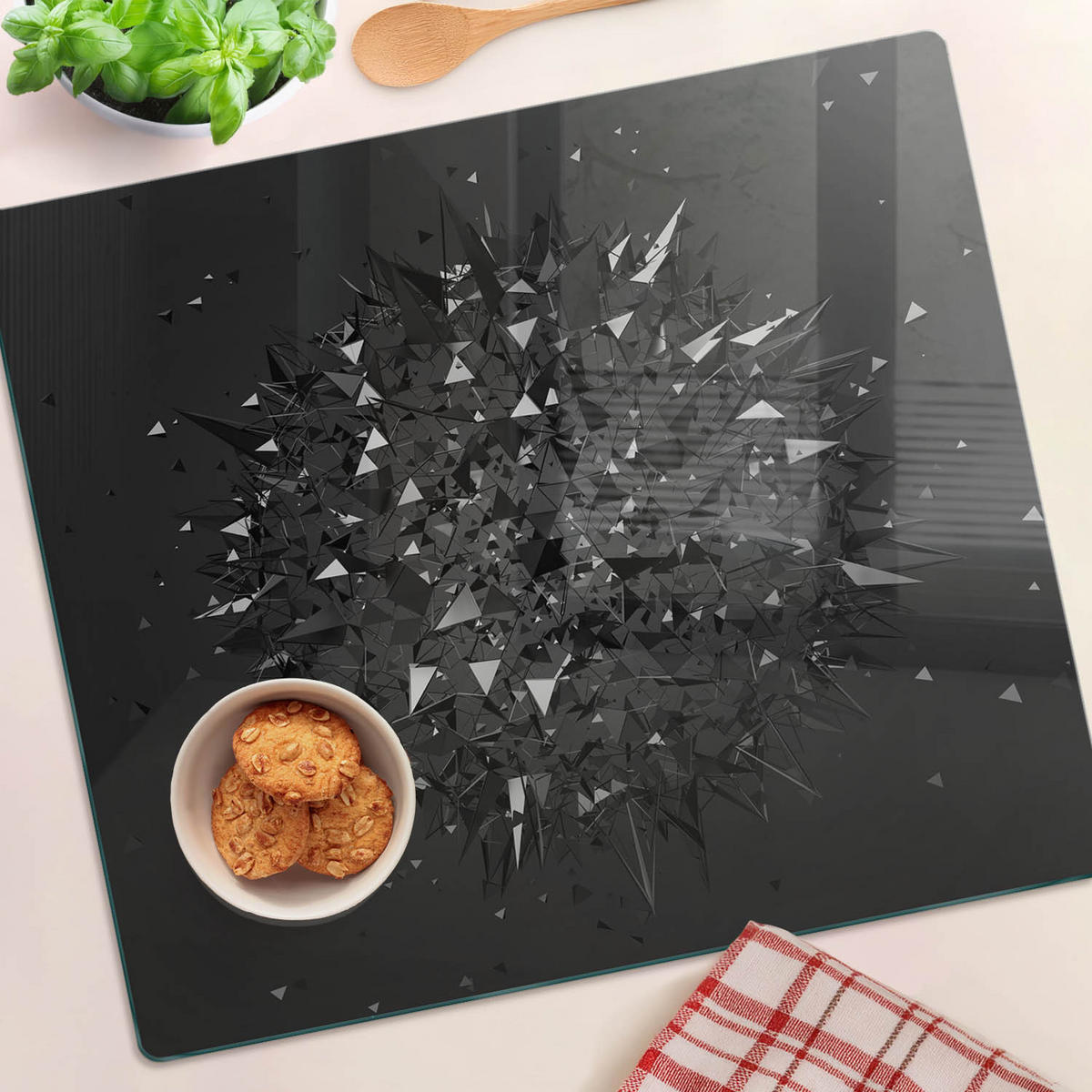 GLASPLATTE 60x52 cm 3D - Schwarz, Glas (60/0.4/52cm) - TULUP